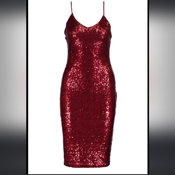 Mind Code-Red Sequins Mini Dress-Small - Picture 2 of 8